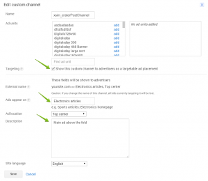 This shows how to create targetable ad channels for your advertisers